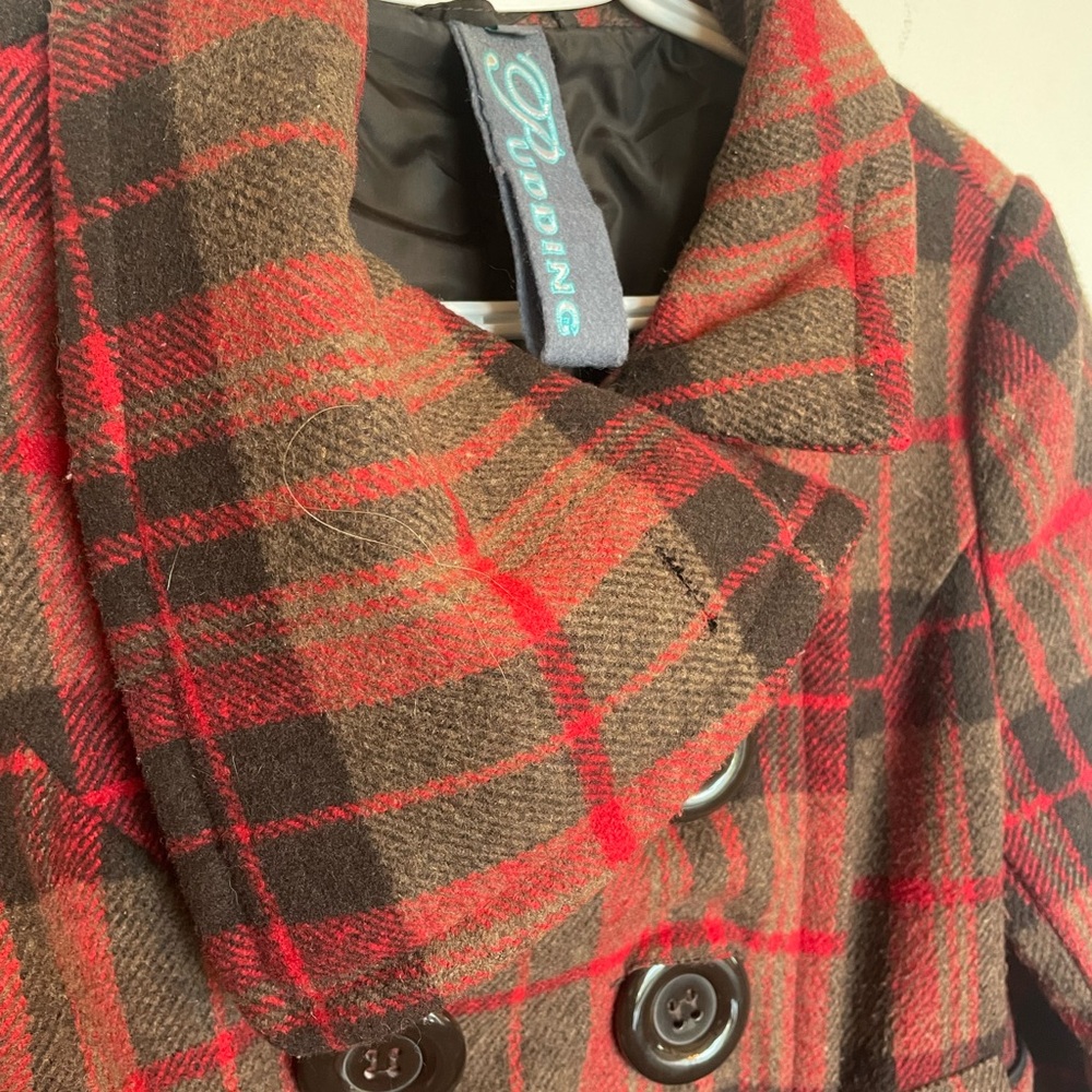 Vintage Plaid Women’s Wool Blend Button Down Trench Style Cost Size Small Fall - Picture 7 of 12